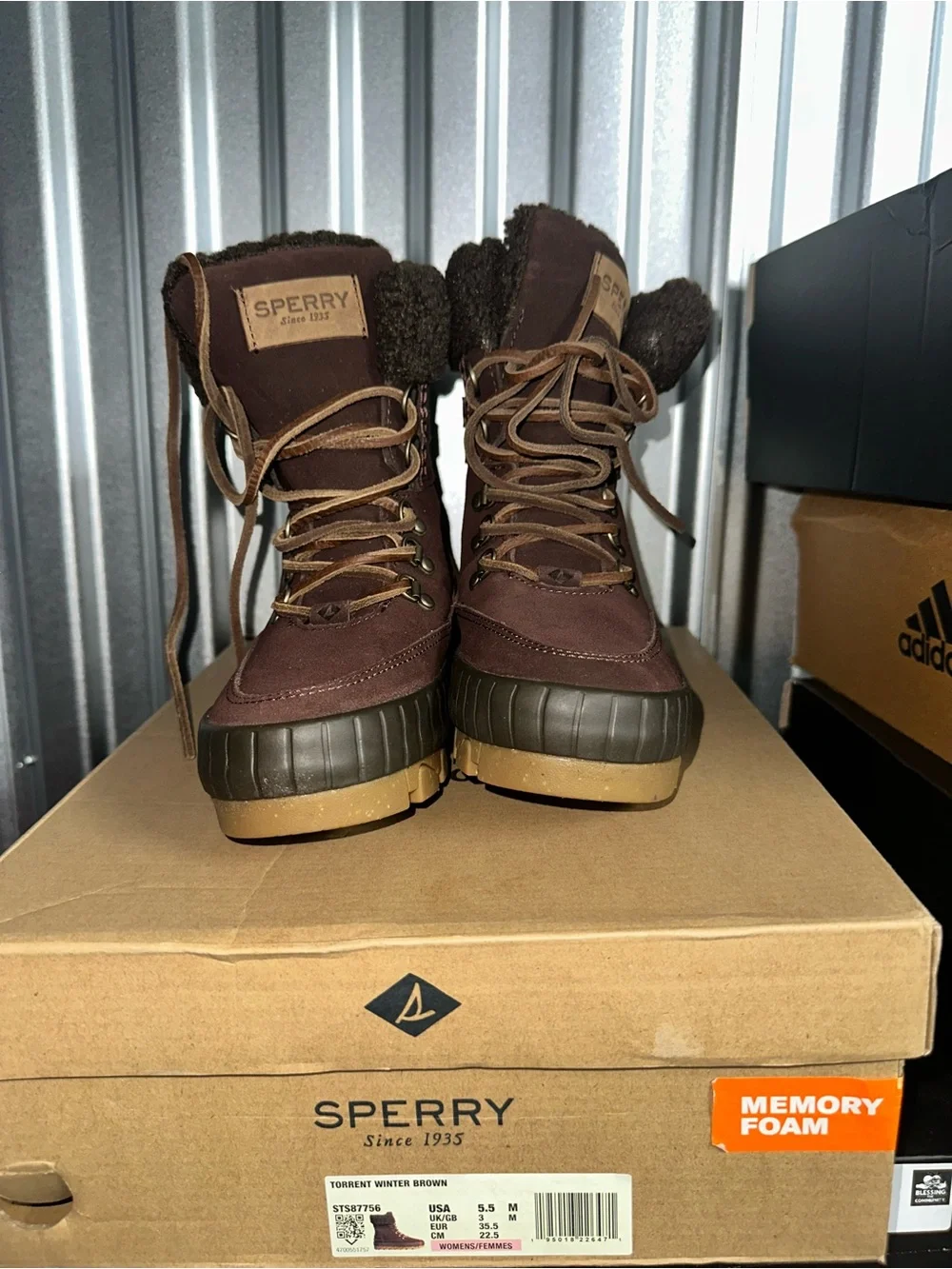 SPERRY Torrent Winter Women’s Brown Leather Lined Snow Boots Lace-Up Size 5.5W